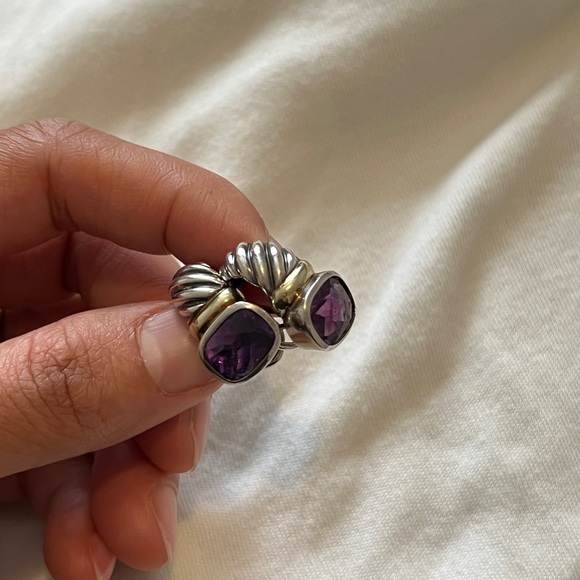 14K & S925 with Amethyst Earrings DY - Picture 2 of 7